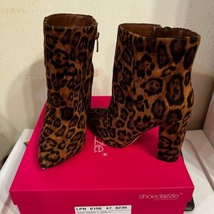 Cheetah print heeled booties